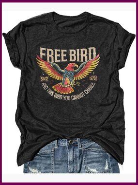 Cotton Blend Vintage Graphic Tee Country Concert Shirt Women's Casual Top